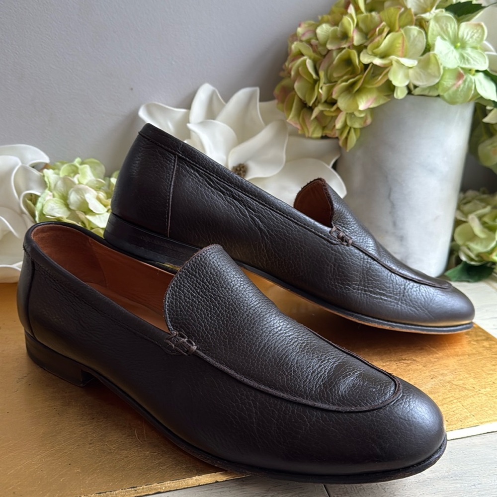Jack Erwin Loafers in Pebbled Brown Leather